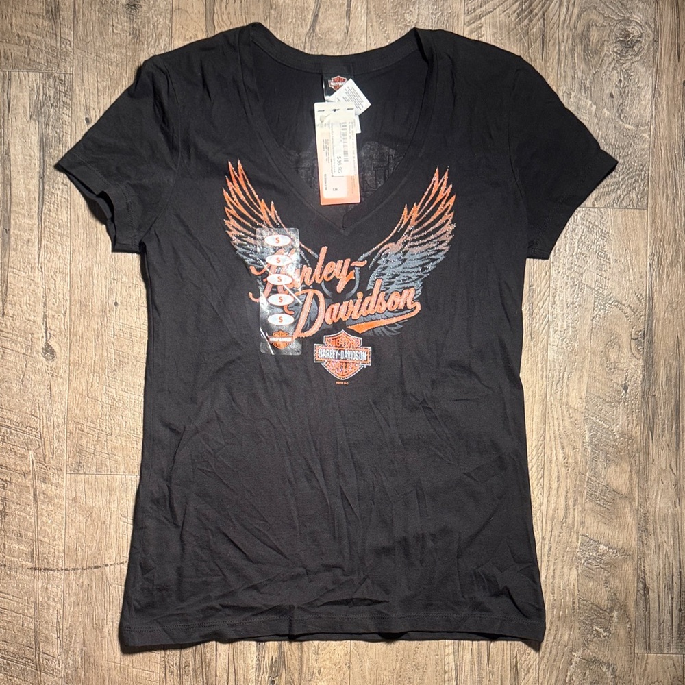 NWT Harley-Davidson Women's Black Tee with Orange Graphic - Size S